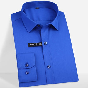 Men's Regular-fit Long Sleeve Stretch Easy Care Shirt Formal Business Office/Working Wear Bamboo Fiber Solid Social Dress Shirts