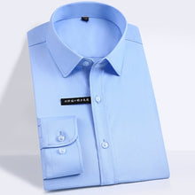 Load image into Gallery viewer, Men&#39;s Regular-fit Long Sleeve Stretch Easy Care Shirt Formal Business Office/Working Wear Bamboo Fiber Solid Social Dress Shirts
