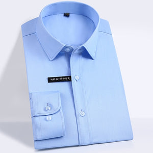 Men's Regular-fit Long Sleeve Stretch Easy Care Shirt Formal Business Office/Working Wear Bamboo Fiber Solid Social Dress Shirts