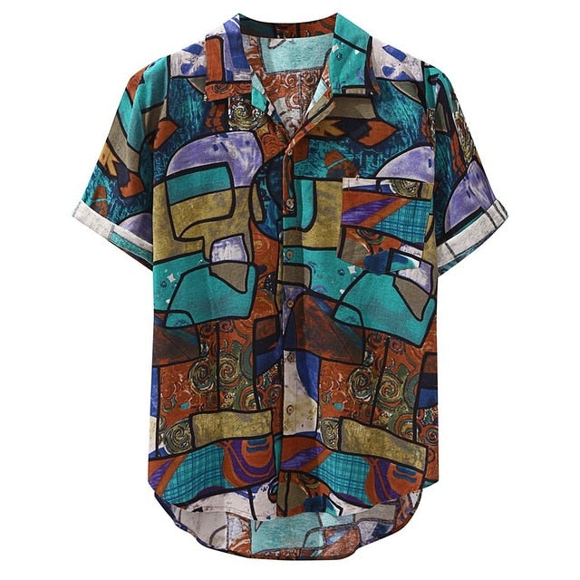 Womail 2019 nuevas llegadas camisa de marca de impresión Casual para hombres camisetas de manga corta con botones moda suelta para hombres camisa hawaiana de playa M-4XL