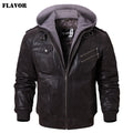 Chaqueta de cuero auténtico para hombre, abrigo de invierno con capucha extraíble para motocicleta, chaquetas cálidas de cuero genuino para hombre