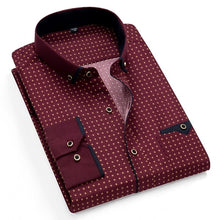 Load image into Gallery viewer, Printed Plaid Polka Dot Men Shirt Long-Sleeved Casual Shirts For Men Slim Fit 21 Colors Male Dress Shirts Camisas Masculina

