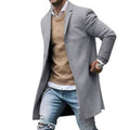 Otoño Invierno para hombre marca chaquetas de mezcla de lana abrigo masculino Casual sólido abrigos con cuello delgado gabardinas largas de algodón ropa de calle