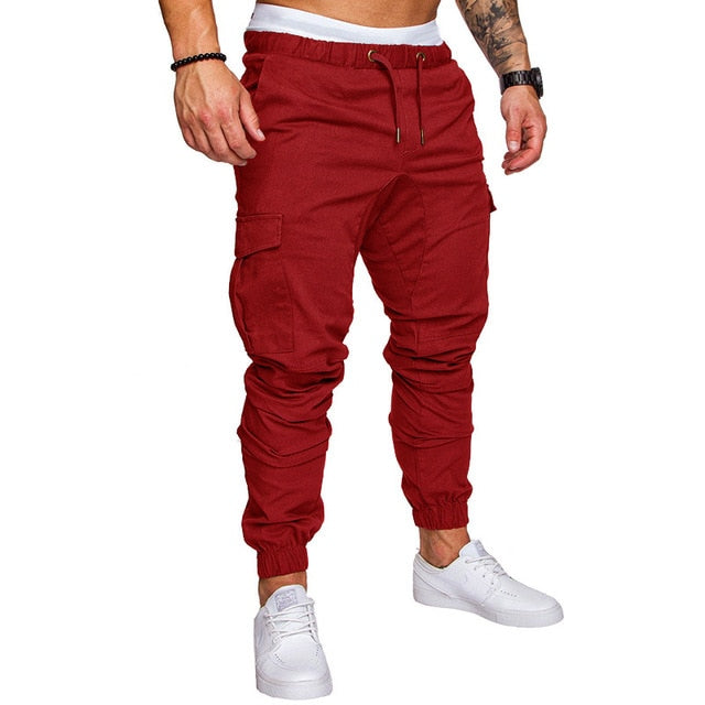 Pantalones de correr informales para hombre, pantalones de chándal Cargo sólido fino, pantalones multibolsillos para hombre, nueva ropa deportiva para hombre, pantalones lápiz Harem de Hip Hop