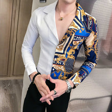 Load image into Gallery viewer, Luxury Black Gold Shirt 2019 Autumn Baroque Men Shirt Long Sleeve Patchwork  Casual Shirt Men Slim Fit Print Party Club Shirt
