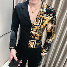 Load image into Gallery viewer, Luxury Black Gold Shirt 2019 Autumn Baroque Men Shirt Long Sleeve Patchwork  Casual Shirt Men Slim Fit Print Party Club Shirt
