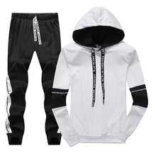Load image into Gallery viewer, White Black Men Hoodies Set Fashion 2019 Autumn Brand Casual Tracksuit Mens Set Sports Two Piece Patchwork Hoodie Pant Male Suit
