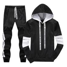 Load image into Gallery viewer, White Black Men Hoodies Set Fashion 2019 Autumn Brand Casual Tracksuit Mens Set Sports Two Piece Patchwork Hoodie Pant Male Suit
