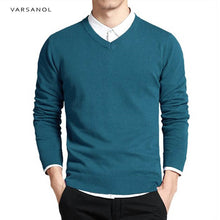 Load image into Gallery viewer, Varsanol Cotton Sweater Men Long Sleeve Pullovers Outwear Man V-Neck sweaters Tops Loose Solid Fit Knitting Clothing 8Colors New
