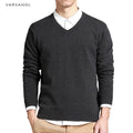 Varsanol suéter de algodón para hombre, jerseys de manga larga, prendas de vestir para hombre, suéteres con cuello en V, Tops, ropa de punto holgada y sólida, 8 colores nuevos