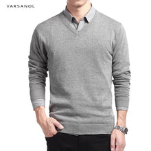 Load image into Gallery viewer, Varsanol Cotton Sweater Men Long Sleeve Pullovers Outwear Man V-Neck sweaters Tops Loose Solid Fit Knitting Clothing 8Colors New
