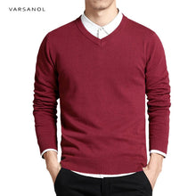 Load image into Gallery viewer, Varsanol Cotton Sweater Men Long Sleeve Pullovers Outwear Man V-Neck sweaters Tops Loose Solid Fit Knitting Clothing 8Colors New
