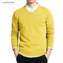 Load image into Gallery viewer, Varsanol Cotton Sweater Men Long Sleeve Pullovers Outwear Man V-Neck sweaters Tops Loose Solid Fit Knitting Clothing 8Colors New
