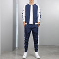 Conjunto de chándal deportivo para hombre, ropa deportiva de Hip Hop, sudadera de dos piezas, pantalón de chándal, chándal para hombre, negro, blanco y gris