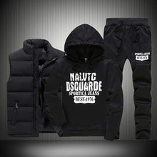 Load image into Gallery viewer, Men&#39;s Winter Tracksuits Casual Sportswear Sweatshirts Mens Set 3 Pieces Warm Vest Sweatpants Hoodie Letter Printed Plus Size 5XL
