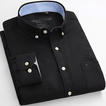 Load image into Gallery viewer, Mens Long Sleeve Solid Oxford Dress Shirt with Left Chest Pocket High-quality Male Casual Regular-fit Tops Button Down Shirts
