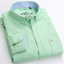 Load image into Gallery viewer, Mens Long Sleeve Solid Oxford Dress Shirt with Left Chest Pocket High-quality Male Casual Regular-fit Tops Button Down Shirts
