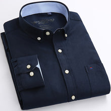Load image into Gallery viewer, Mens Long Sleeve Solid Oxford Dress Shirt with Left Chest Pocket High-quality Male Casual Regular-fit Tops Button Down Shirts
