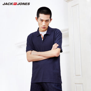 JackJones Men's Solid Color Cotton Turn-down Collar Polo Shirt Menswear 219106516