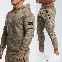 Cargar imagen en el visor de la galería, Chándal de marca Camo con capucha y pantalones, conjuntos de sudadera informal para hombre, pantalones de chándal, Chaqueta de algodón para hombre, traje deportivo de otoño e invierno
