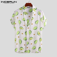Load image into Gallery viewer, INCERUN Summer Avocado Print Men Shirt Turn-down Collar Short Sleeve Casual Beach Hawaiian Shirts Men Streetwear Camisa 2019 5XL
