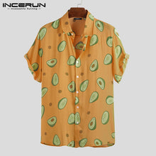 Load image into Gallery viewer, INCERUN Summer Avocado Print Men Shirt Turn-down Collar Short Sleeve Casual Beach Hawaiian Shirts Men Streetwear Camisa 2019 5XL
