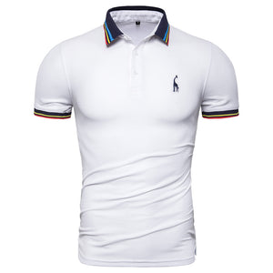 Dropshipping 2019 New Summer Cotton Polo Men Solid Deer Embroidery Short Sleeve Polo Shirt Men Fashion Polo Giraffe Mens Shirts