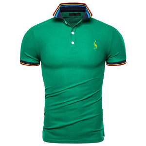 Dropshipping 2019 New Summer Cotton Polo Men Solid Deer Embroidery Short Sleeve Polo Shirt Men Fashion Polo Giraffe Mens Shirts