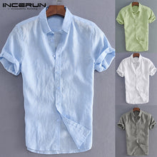Load image into Gallery viewer, INCERUN Elegant S-5XL Male Tee Tops Casual Shirts Men Social Shirts Dress Button Turn Down Collar Slim Fit Men Clothes Camisa
