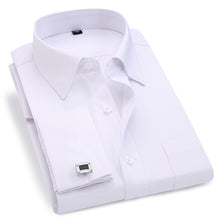 Load image into Gallery viewer, Men French Cufflinks Shirt 2019 New Men&#39;s Stripes Shirt Long Sleeve Casual Male Brand Shirts Slim Fit French Cuff Dress Shirts
