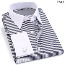 Load image into Gallery viewer, Men French Cufflinks Shirt 2019 New Men&#39;s Stripes Shirt Long Sleeve Casual Male Brand Shirts Slim Fit French Cuff Dress Shirts
