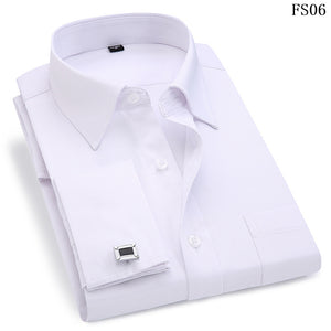 Men French Cufflinks Shirt 2019 New Men's Stripes Shirt Long Sleeve Casual Male Brand Shirts Slim Fit French Cuff Dress Shirts