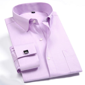 Men French Cufflinks Shirt 2019 New Men's Stripes Shirt Long Sleeve Casual Male Brand Shirts Slim Fit French Cuff Dress Shirts