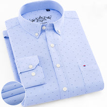 Load image into Gallery viewer, Men&#39;s Long Sleeve Plaid/Striped Oxford Dress Shirt Single Patch Pocket with Box-pleated Back Yoke Regular-fit Button Down Shirts
