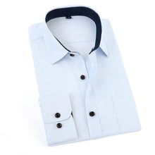 Load image into Gallery viewer, JeeToo White Men Shirt 2019 New Business Men&#39;s Regular Fit Dress Shirt Male Solid Long Sleeves Casua Wedding Shirt Plus Size 3XL
