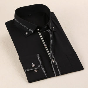 JeeToo White Men Shirt 2019 New Business Men's Regular Fit Dress Shirt Male Solid Long Sleeves Casua Wedding Shirt Plus Size 3XL