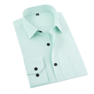 JeeToo White Men Shirt 2019 New Business Men's Regular Fit Dress Shirt Male Solid Long Sleeves Casua Wedding Shirt Plus Size 3XL