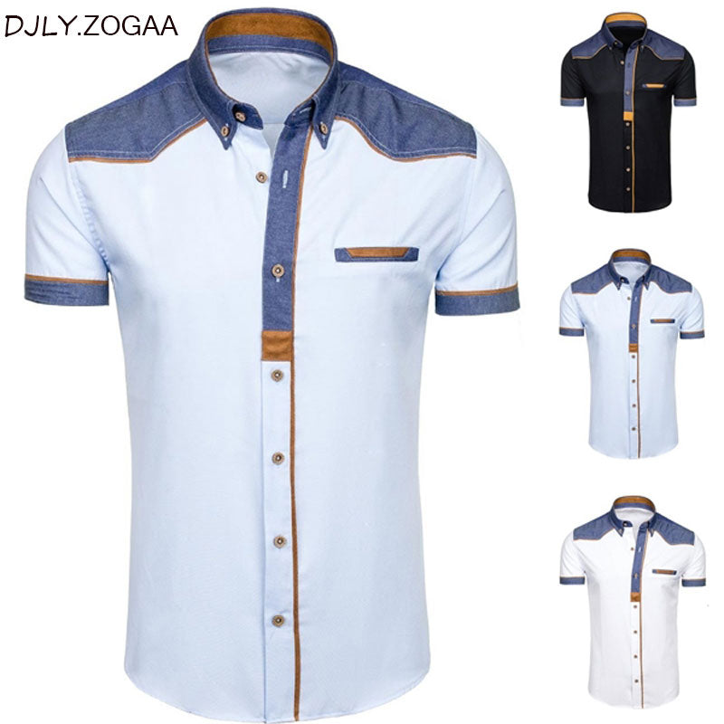 ZOGAA, camisas para hombre, camisas formales de manga corta vaquera a la moda, ropa informal de verano para hombre, camisetas ajustadas de algodón de talla grande para hombre