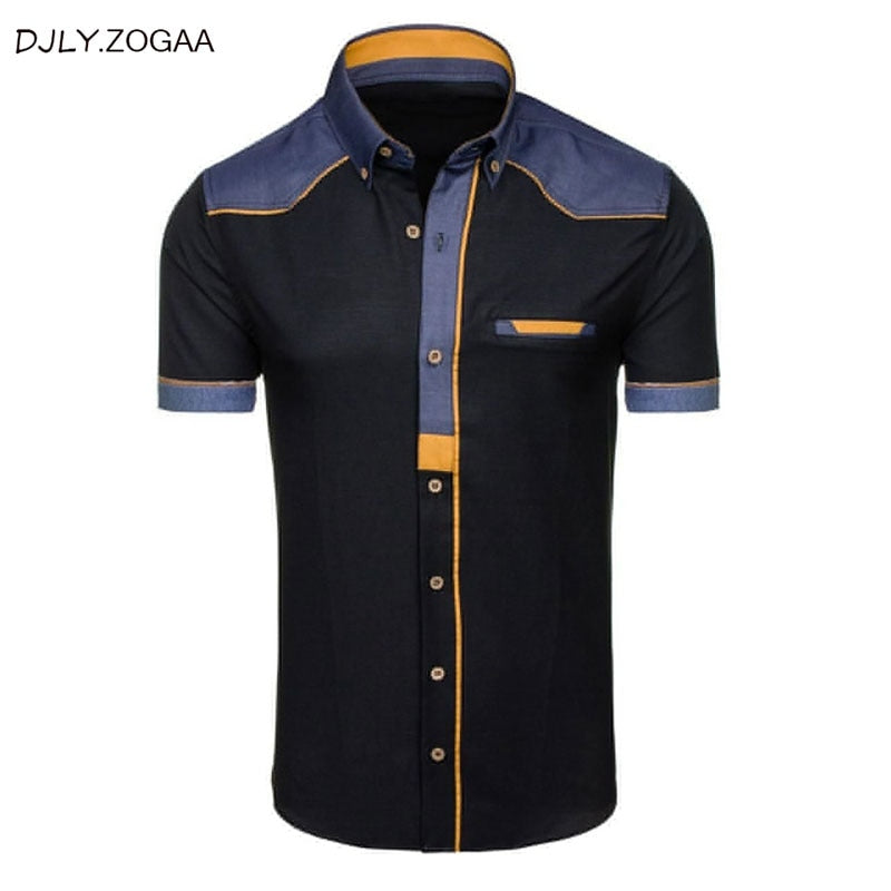 ZOGAA, camisas para hombre, camisas formales de manga corta vaquera a la moda, ropa informal de verano para hombre, camisetas ajustadas de algodón de talla grande para hombre