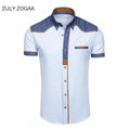 ZOGAA, camisas para hombre, camisas formales de manga corta vaquera a la moda, ropa informal de verano para hombre, camisetas ajustadas de algodón de talla grande para hombre