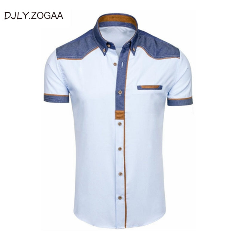 ZOGAA, camisas para hombre, camisas formales de manga corta vaquera a la moda, ropa informal de verano para hombre, camisetas ajustadas de algodón de talla grande para hombre