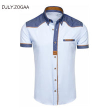 Load image into Gallery viewer, ZOGAA Men&#39;s Shirts Fashion Denim Short Sleeve Formal Shirts Man Casual Summer Clothing Tops Slim Cotton Plus Size Male Shirts
