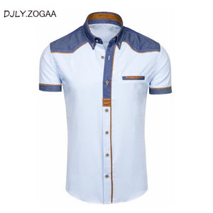 ZOGAA Men's Shirts Fashion Denim Short Sleeve Formal Shirts Man Casual Summer Clothing Tops Slim Cotton Plus Size Male Shirts