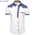 ZOGAA, camisas para hombre, camisas formales de manga corta vaquera a la moda, ropa informal de verano para hombre, camisetas ajustadas de algodón de talla grande para hombre
