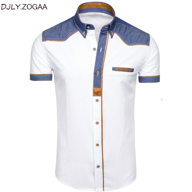 ZOGAA Men's Shirts Fashion Denim Short Sleeve Formal Shirts Man Casual Summer Clothing Tops Slim Cotton Plus Size Male Shirts