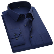 Load image into Gallery viewer, Plus Large Size 8XL 7XL 6XL 5XL Mens Business Casual Long Sleeved Shirt Classic White Black Dark Blue Male Social Dress Shirts
