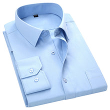 Load image into Gallery viewer, Plus Large Size 8XL 7XL 6XL 5XL Mens Business Casual Long Sleeved Shirt Classic White Black Dark Blue Male Social Dress Shirts
