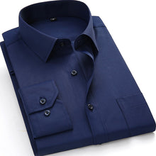Load image into Gallery viewer, Plus Large Size 8XL 7XL 6XL 5XL Mens Business Casual Long Sleeved Shirt Classic White Black Dark Blue Male Social Dress Shirts
