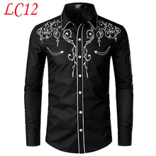Load image into Gallery viewer, Stylish Western Cowboy Shirt Men Brand Design Embroidery Slim Fit Casual Long Sleeve Shirts Mens Wedding Party Shirt for Male
