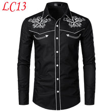 Load image into Gallery viewer, Stylish Western Cowboy Shirt Men Brand Design Embroidery Slim Fit Casual Long Sleeve Shirts Mens Wedding Party Shirt for Male
